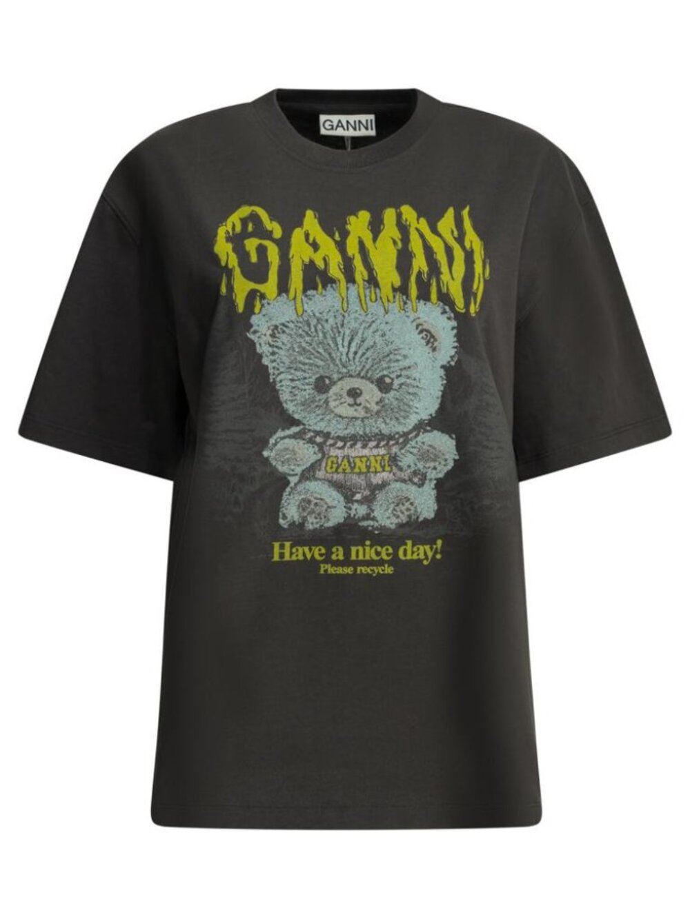 Ganni Forest Teddy Crew-Neck T-Shirt Tag Size M Women